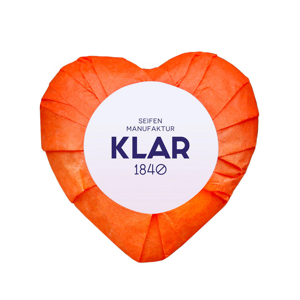 Klar's Heart-Shaped Orange Soap, Hand Size Body Soap Klar Seifen 