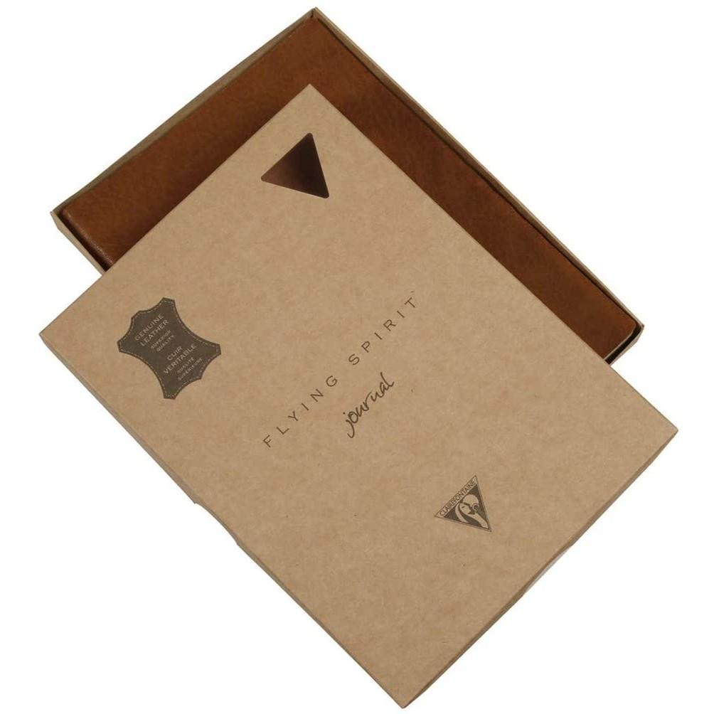 Clairefontaine Flying Spirit Journal, Cognac Leather Notebook Clairefontaine