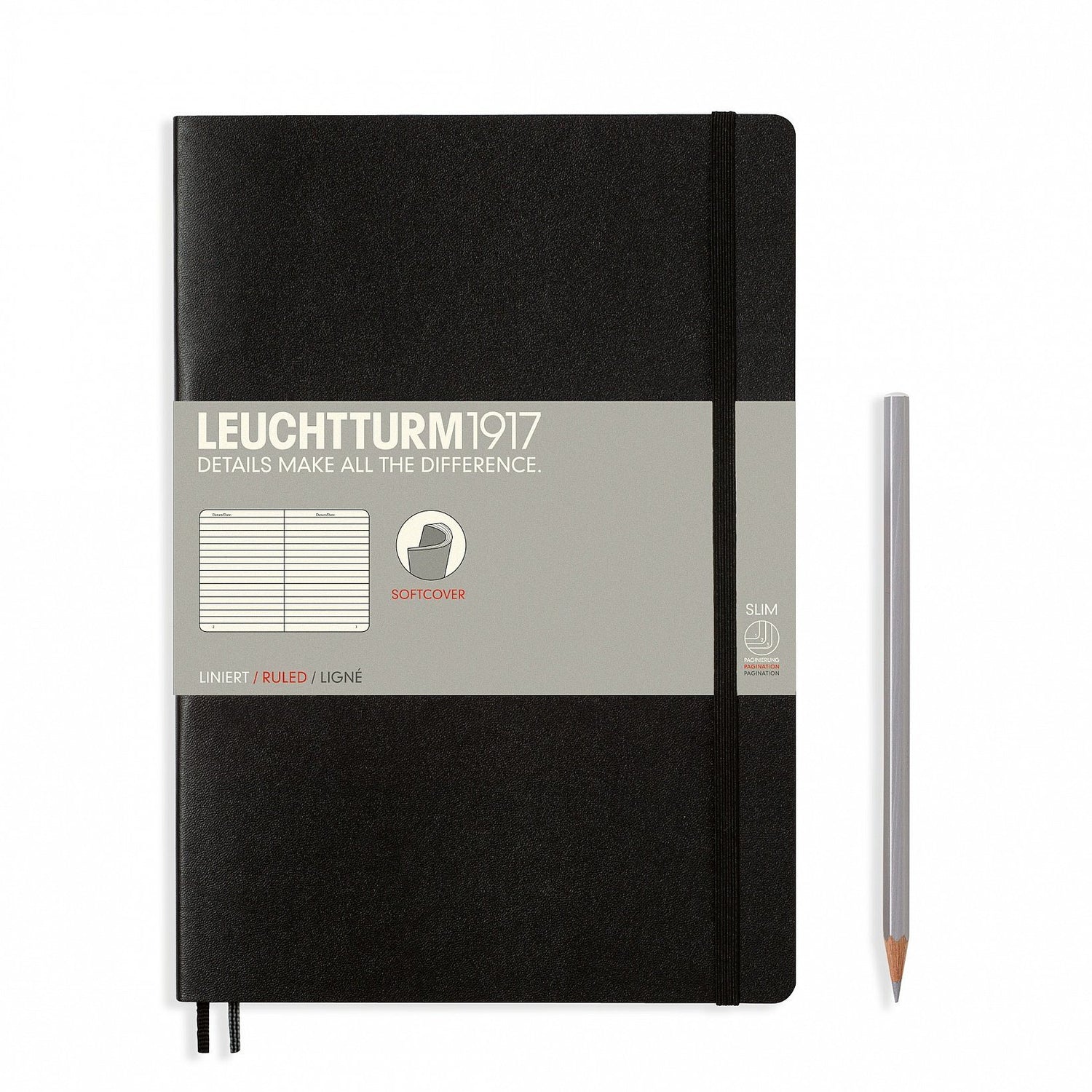 Leuchtturm1917 Composition Soft Cover Notebook, Black, Ruled Notebook Leuchtturm1917