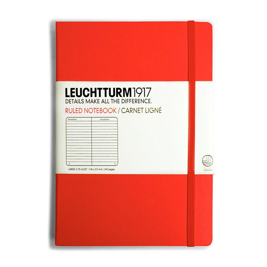 Leuchtturm1917 Medium Hard Cover Notebook, Red, Ruled Notebook Leuchtturm1917