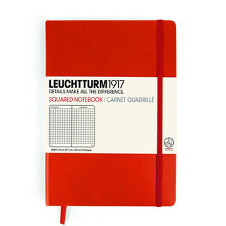 Leuchtturm1917 Medium Hard Cover Notebook, Red, Squared Notebook Leuchtturm1917 
