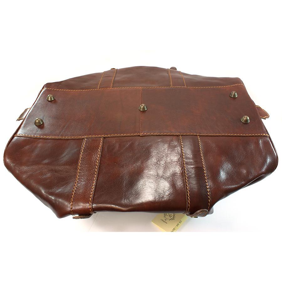 Manufactus Cesare Medium-Size Leather Travel Bag, Tobacco Leather Briefcase Manufactus by Luca Natalizia