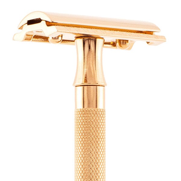 Merkur 24G PVD Coated Extra-Long Handle Double Edge Safety Razor, Rose Gold Double Edge Safety Razor Merkur