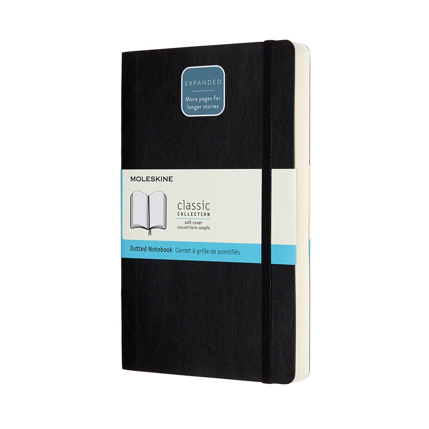 Moleskine 5 x 8 Soft Cover Classic Expanded Notebook in Black Notebook Moleskine Dotted