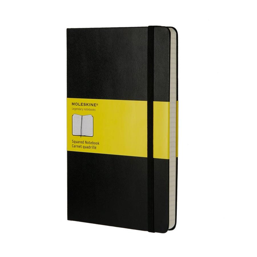 Moleskine 5 x 8 Hard Cover Notebook in Black, Squared Notebook Moleskine