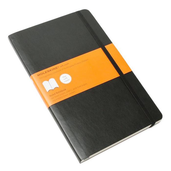 Moleskine 5 x 8 Soft Cover Notebook in Black, Lined Notebook Moleskine