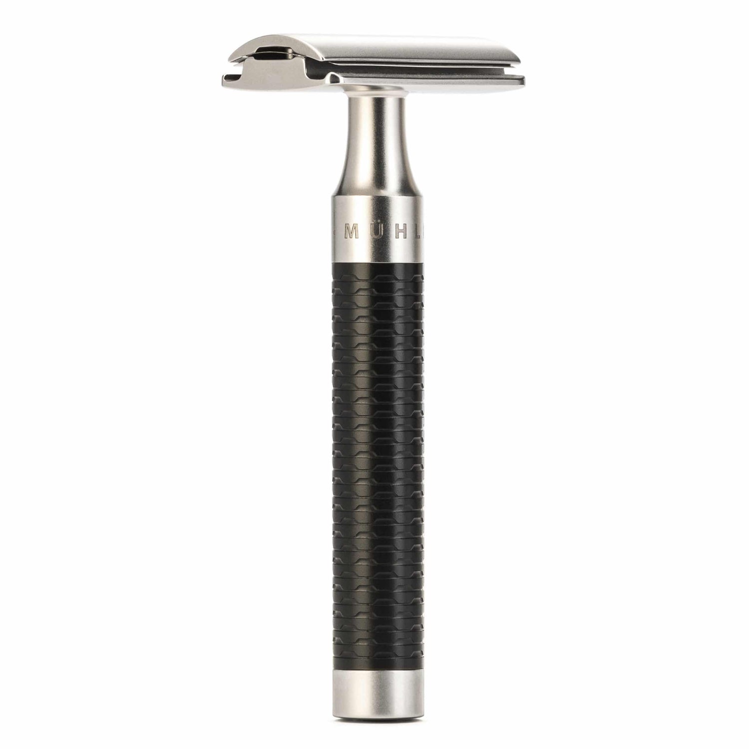 Muhle R96 ROCCA Closed Comb Stainless Steel Safety Razor, Black Handle Double Edge Safety Razor Muhle