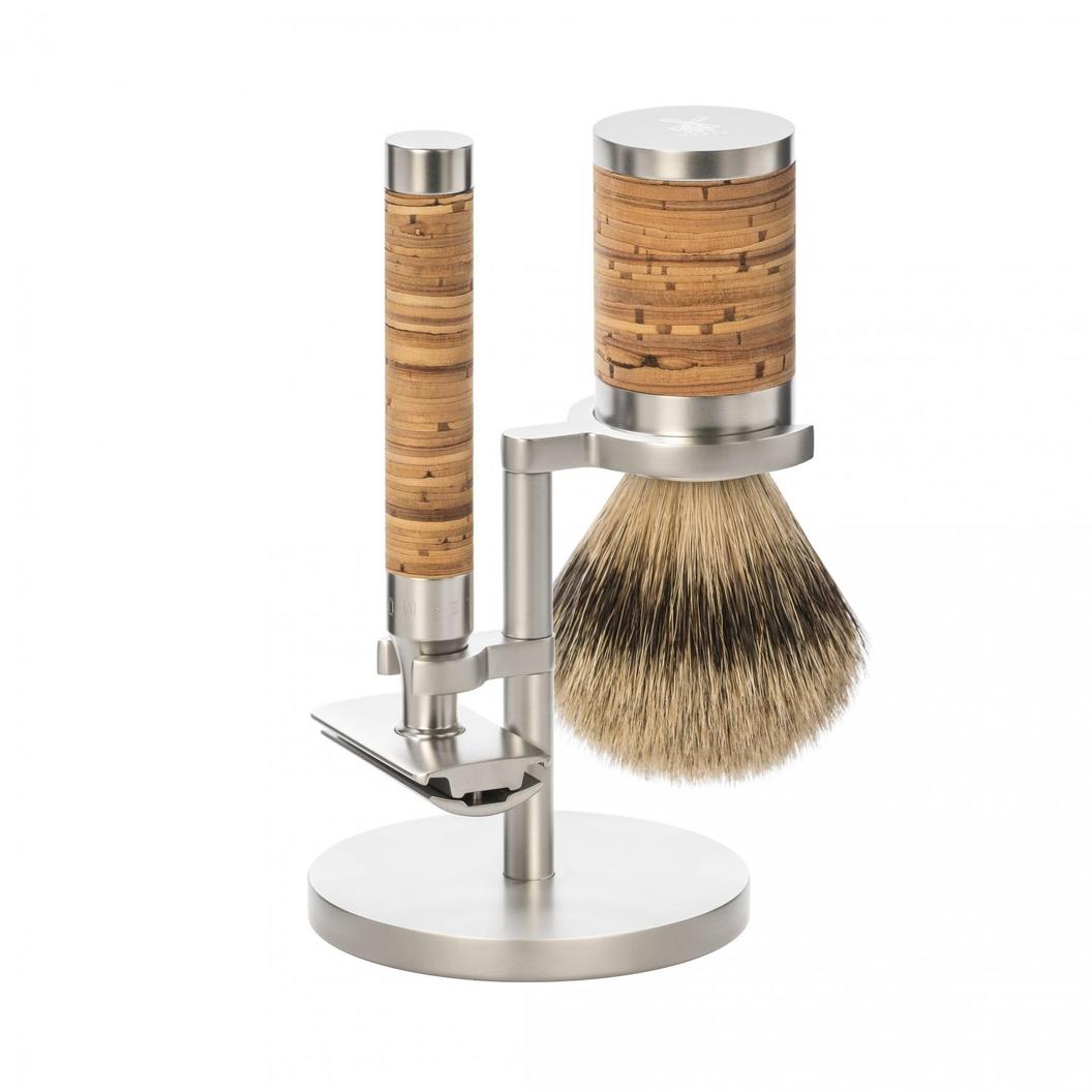 Muhle R95 ROCCA 3-Piece Shaving Set, Birch Bark Handle Shaving Set Muhle