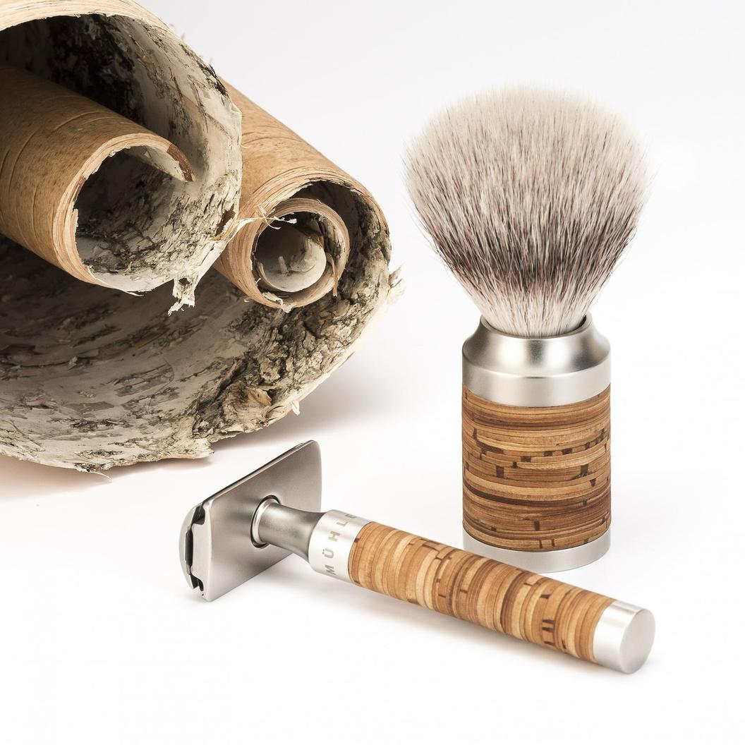 Muhle R95 ROCCA 3-Piece Shaving Set, Birch Bark Handle Shaving Set Muhle