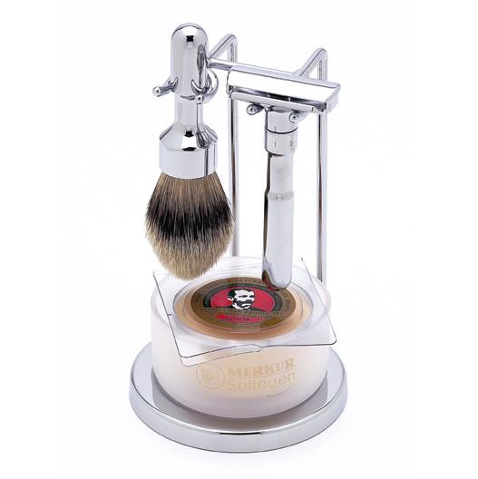 DOVO Merkur Futur 4-Piece Classic Wet-Shaving Set with Polished Finish Shaving Kit Merkur