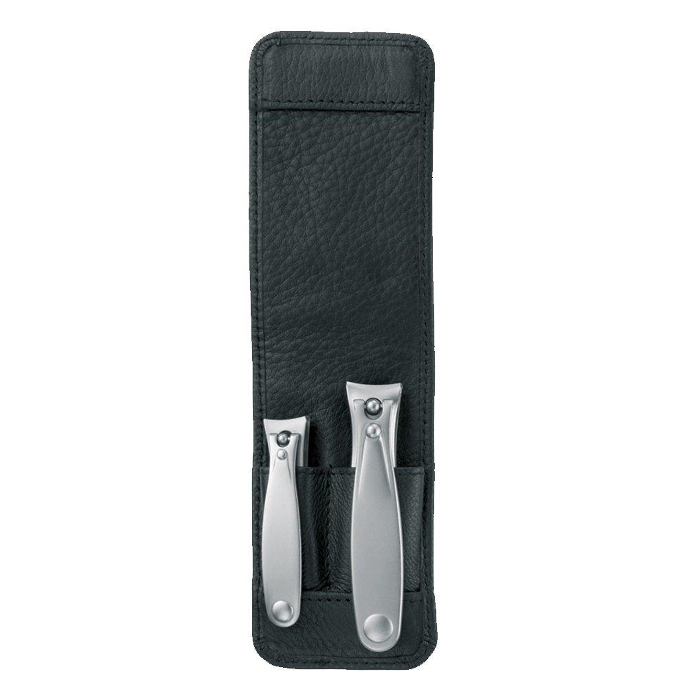 Niegeloh Solingen Imantado S 2-Piece TopInox Clipper Set, Black Leather Case Manicure Set Niegeloh Solingen