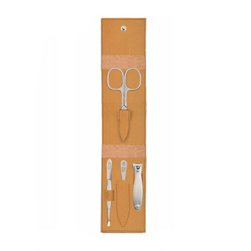 Niegeloh Solingen Havanna S 4-Piece TopInox Manicure Set, Caramel Leather Case Manicure Set Niegeloh Solingen