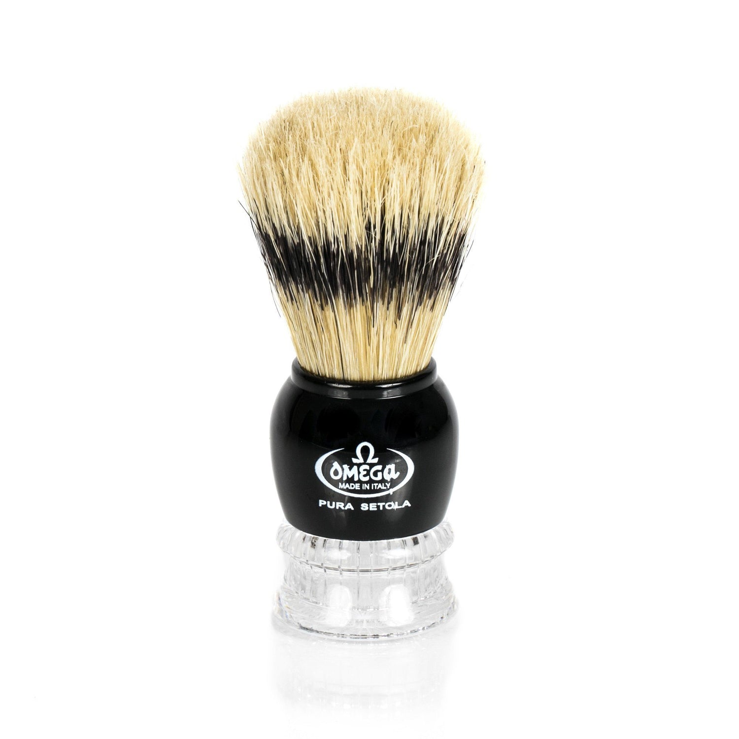 Omega 10275 Banded Boar Bristles Shaving Brush, Acrylic Handle Boar Bristles Shaving Brush Omega