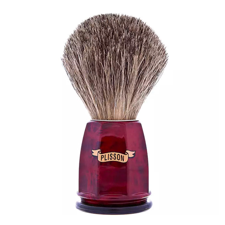 Plisson Pure Russian Grey Badger Hair, Faux Burr Walnut Octagonal Handle Badger Bristles Shaving Brush Plisson - Joris