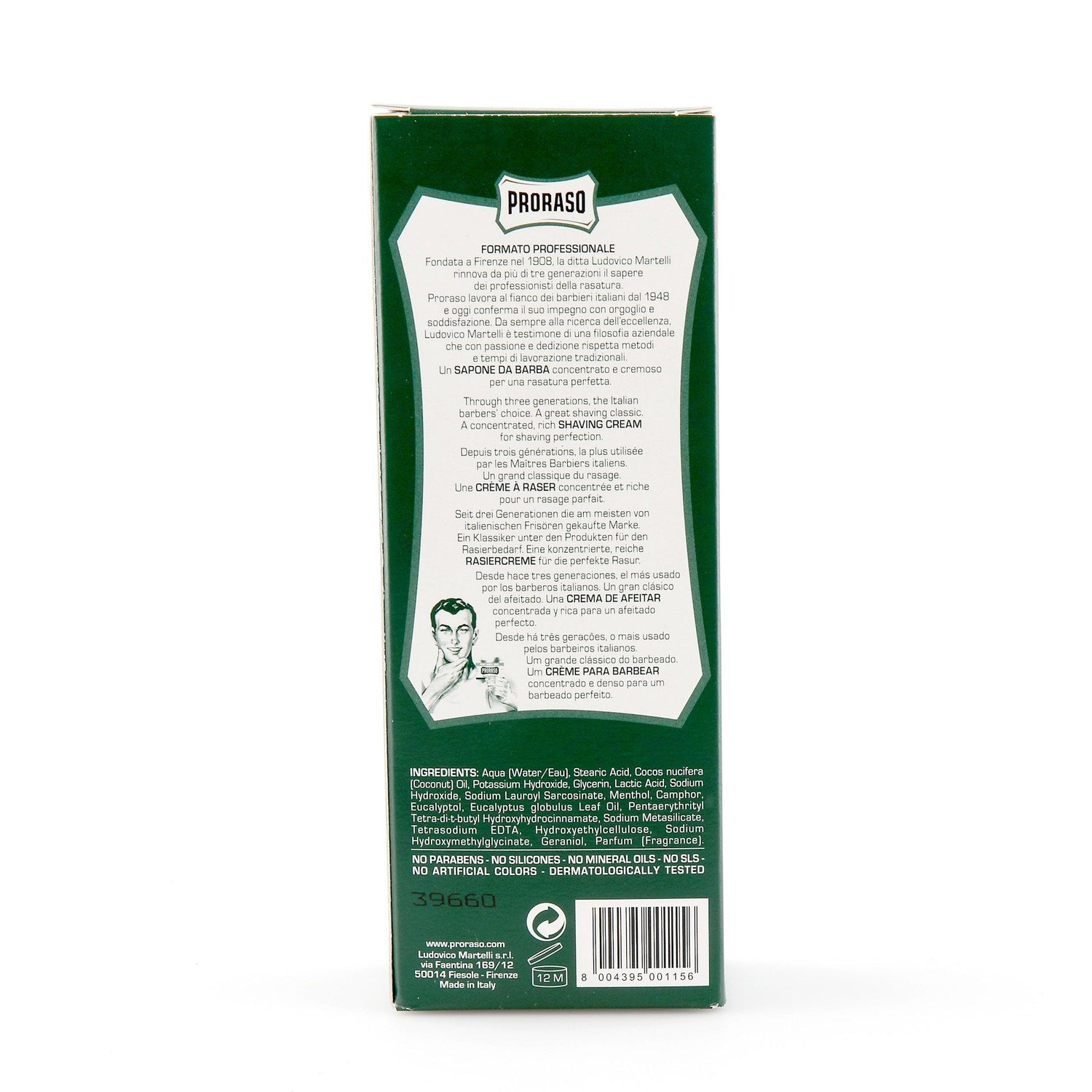 Proraso Green Shaving Cream with Eucalyptus and Menthol, Barbershop Size 500 ml Shaving Cream Proraso