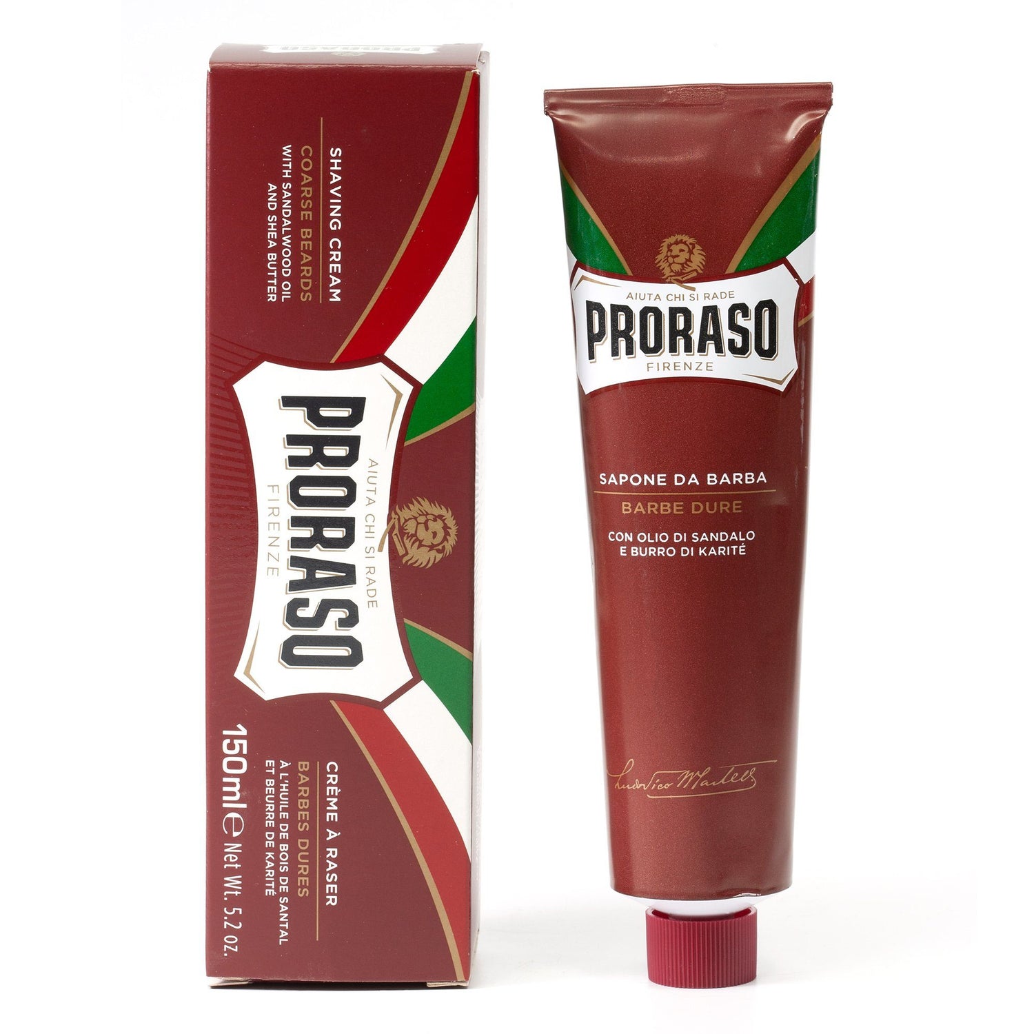 Proraso Red Shaving Cream for Coarse Beard with Sandalwood and Shea Butter Shaving Cream Proraso