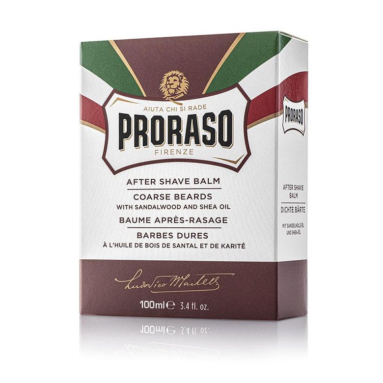 Proraso Red After Shave Balm for Coarse Beard with Sandalwood and Shea Butter Aftershave Balm Proraso