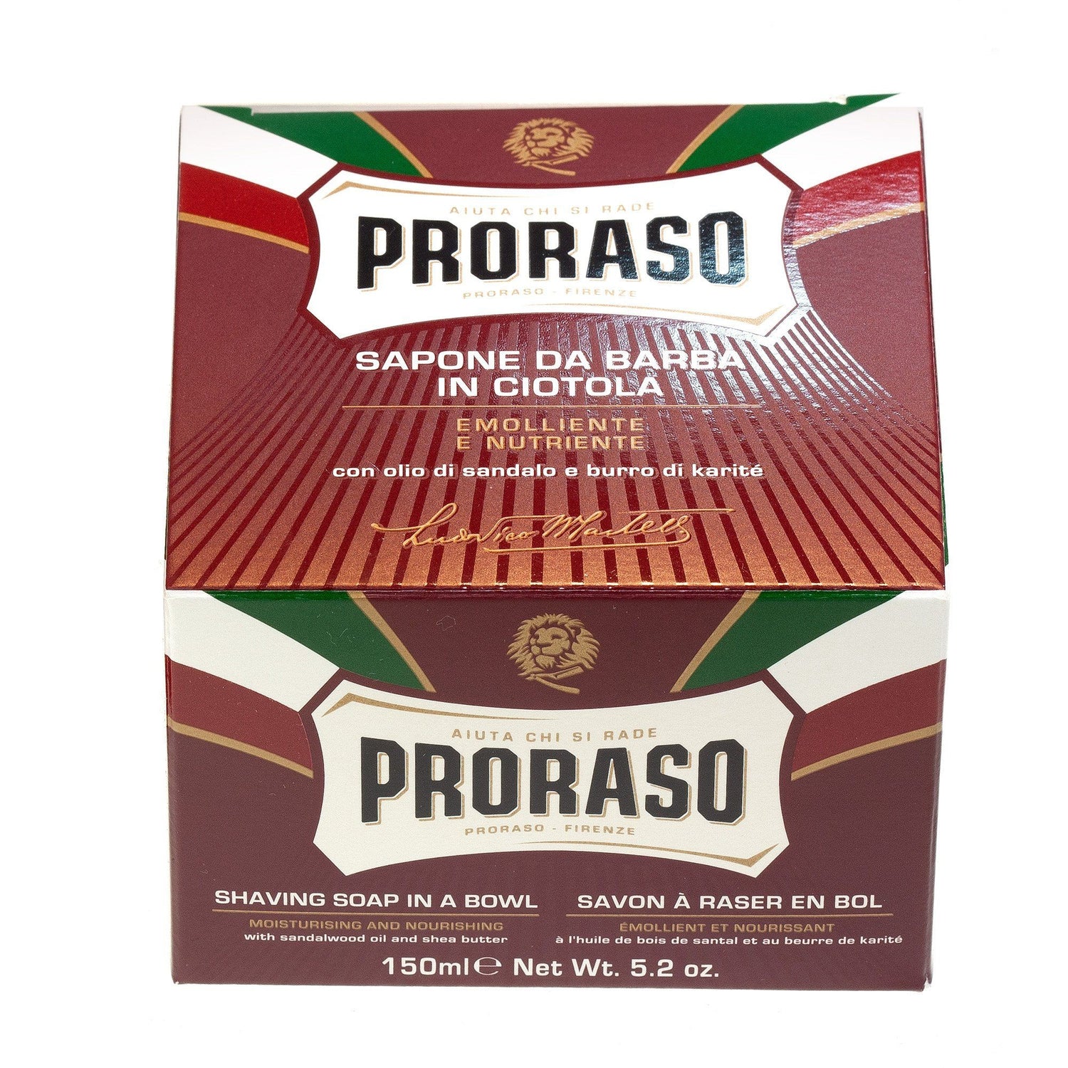 Proraso Red Shaving Soap for Coarse Beard with Sandalwood and Shea Butter Shaving Soap Proraso