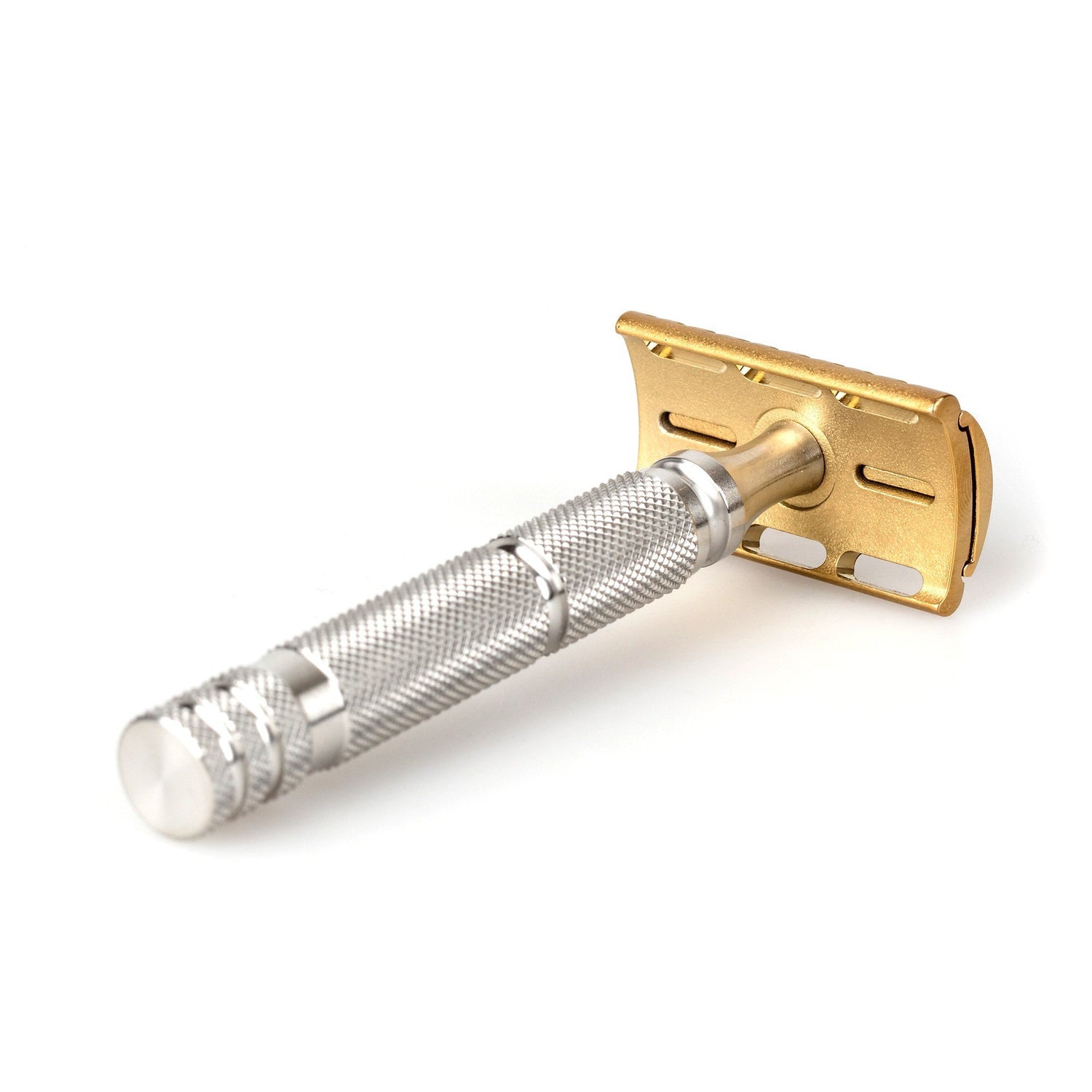 Fendrihan Stainless Steel Safety Razor with Gold PVD Coated Head, Limited Edition Double Edge Safety Razor Head Fendrihan