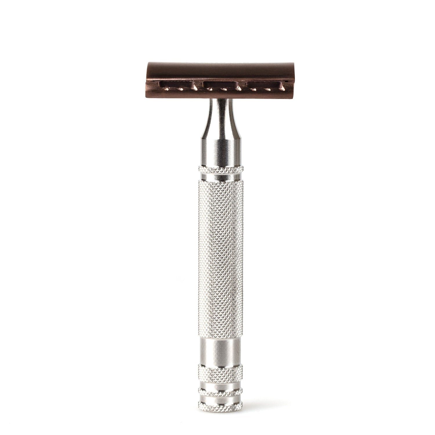 Fendrihan Stainless Steel Safety Razor with Bronze PVD Coated Head, Limited Edition Double Edge Safety Razor Head Fendrihan