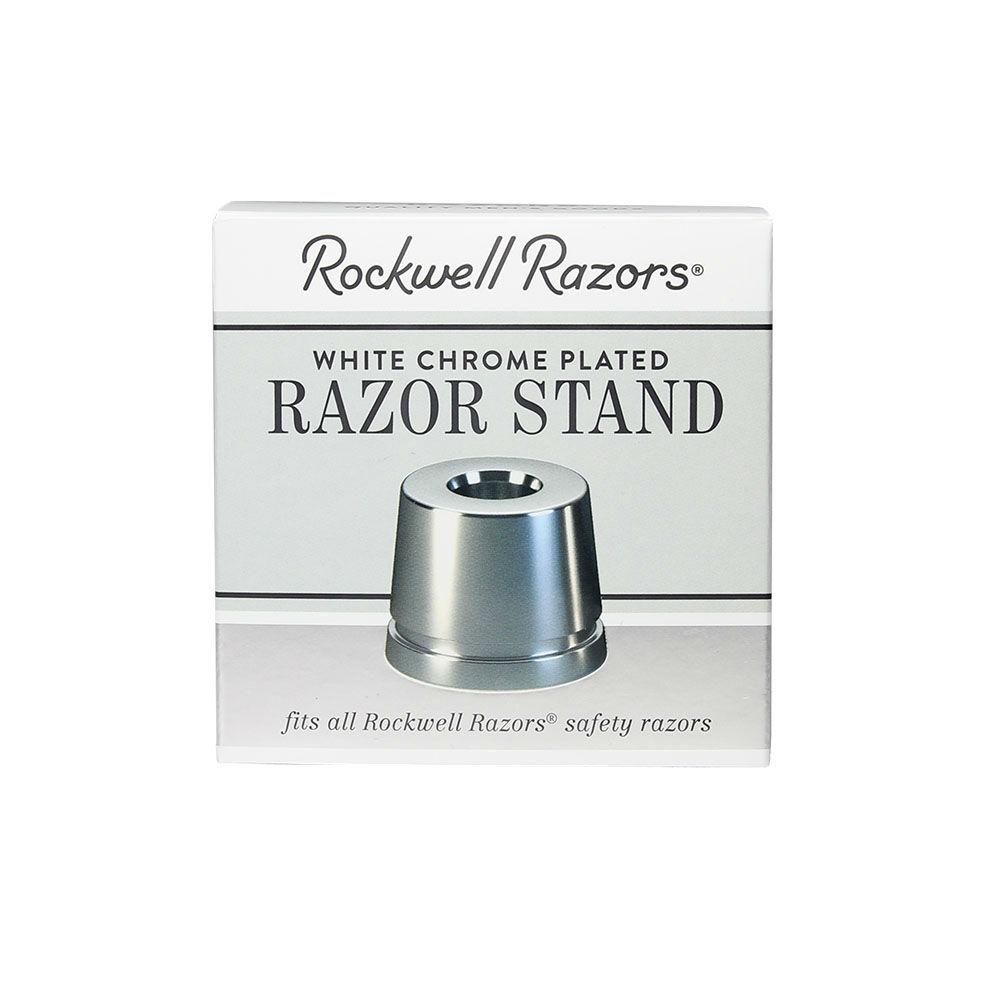 Rockwell Inkwell Stand, White Chrome Shaving Stand Rockwell