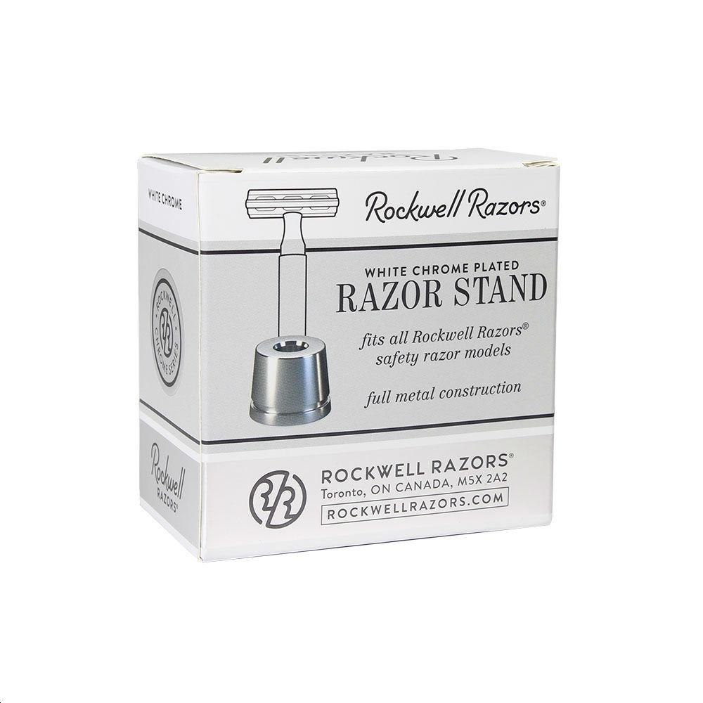 Rockwell Inkwell Stand, White Chrome Shaving Stand Rockwell
