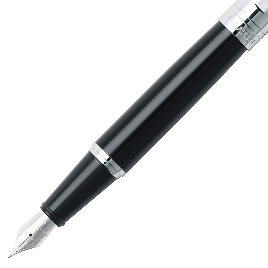Sheaffer 300 Fountain Pen, Glossy Black Barrel with Bright Chrome Cap and Chrome Plate Trim Fountain Pen Sheaffer