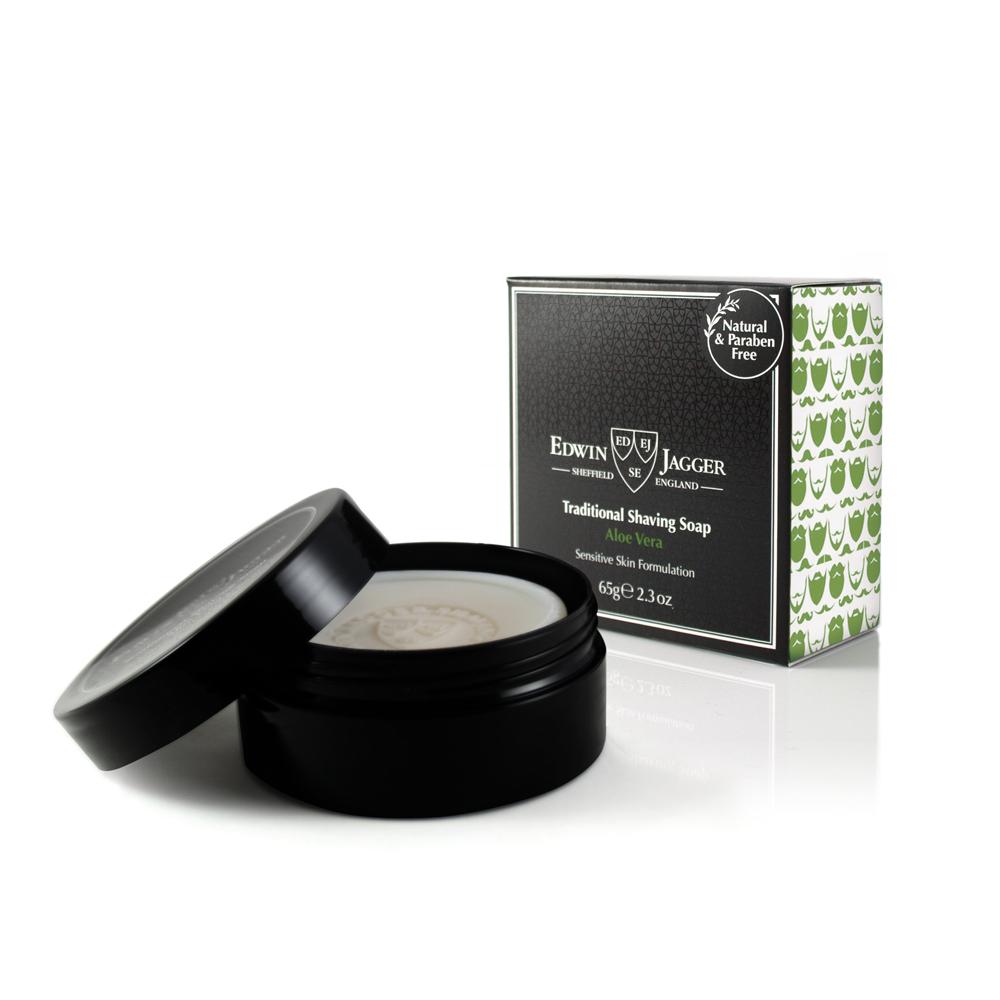 Edwin Jagger Aloe Vera Natural Shaving Soap in Travel Container Shaving Soap Edwin Jagger