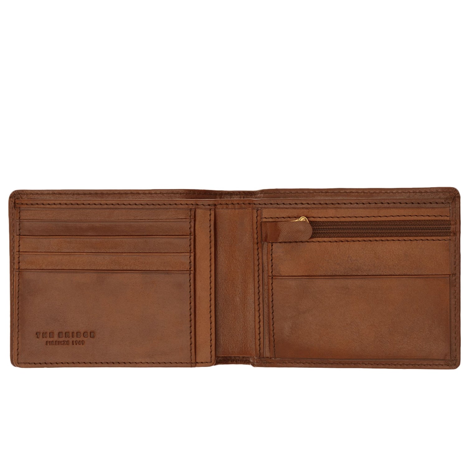The Bridge Story Uomo Wallet with Coin Pocket and 5 CC Slots Leather Wallet The Bridge Brown