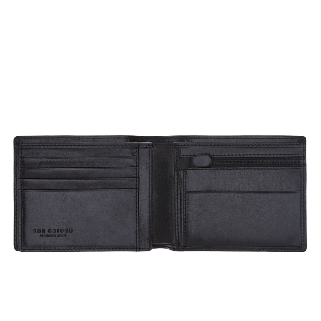 The Bridge Story Uomo Wallet with Coin Pocket and 5 CC Slots Leather Wallet The Bridge Black 