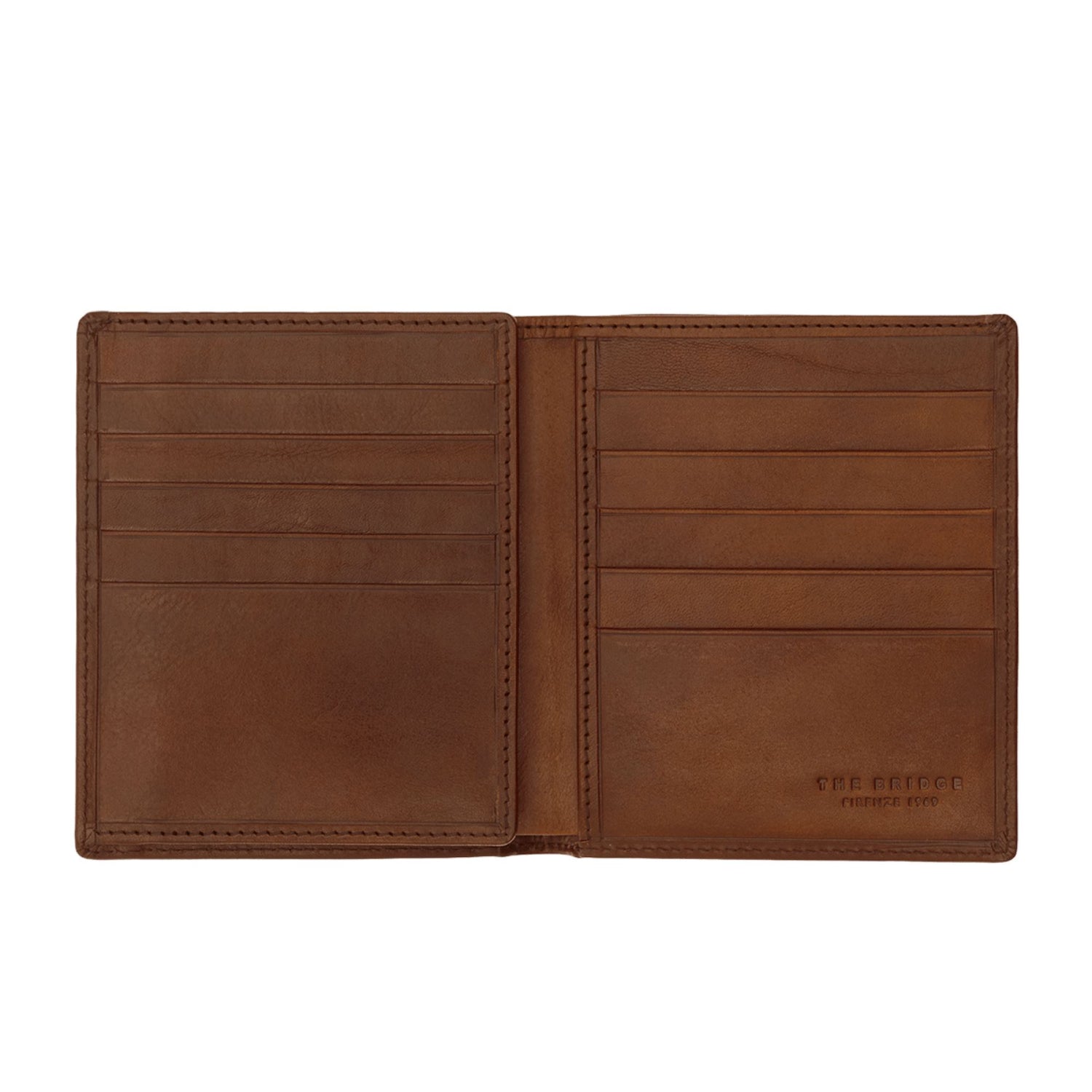 The Bridge Story Uomo Wallet with 10 CC Slots and Mesh Foldout Leather Wallet The Bridge Brown