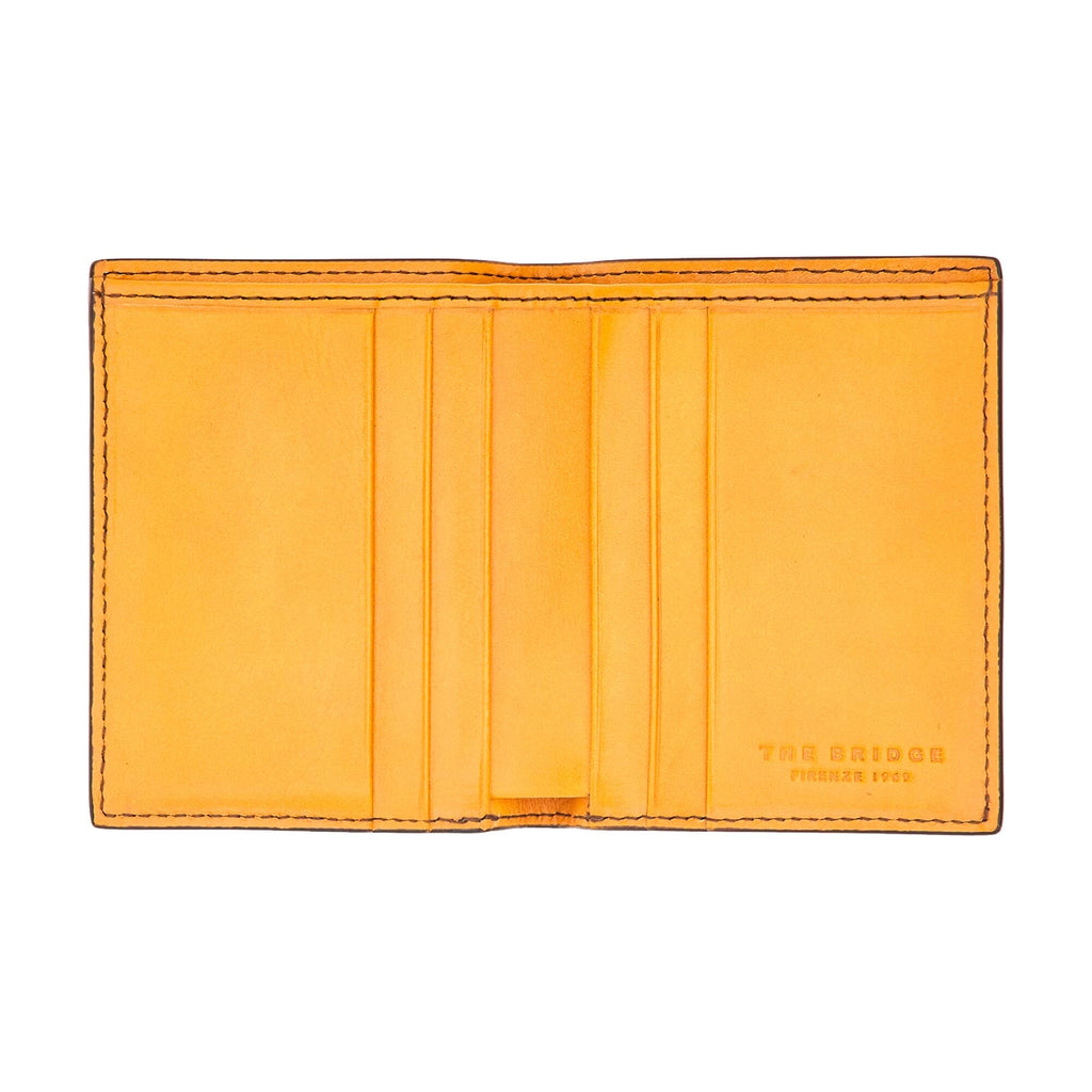The Bridge Alberto Vertical Credit Card Holder with 8 CC Slots Leather Wallet The Bridge Corn Yellow 