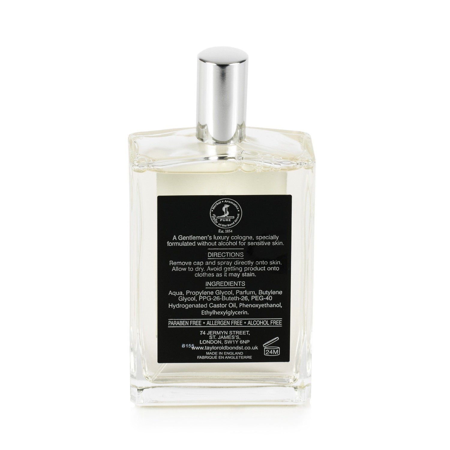 Taylor of Old Bond Street Jermyn Street Cologne for Sensitive Skin, Alcohol Free, 100 ml Men's Fragrance Taylor of Old Bond Street