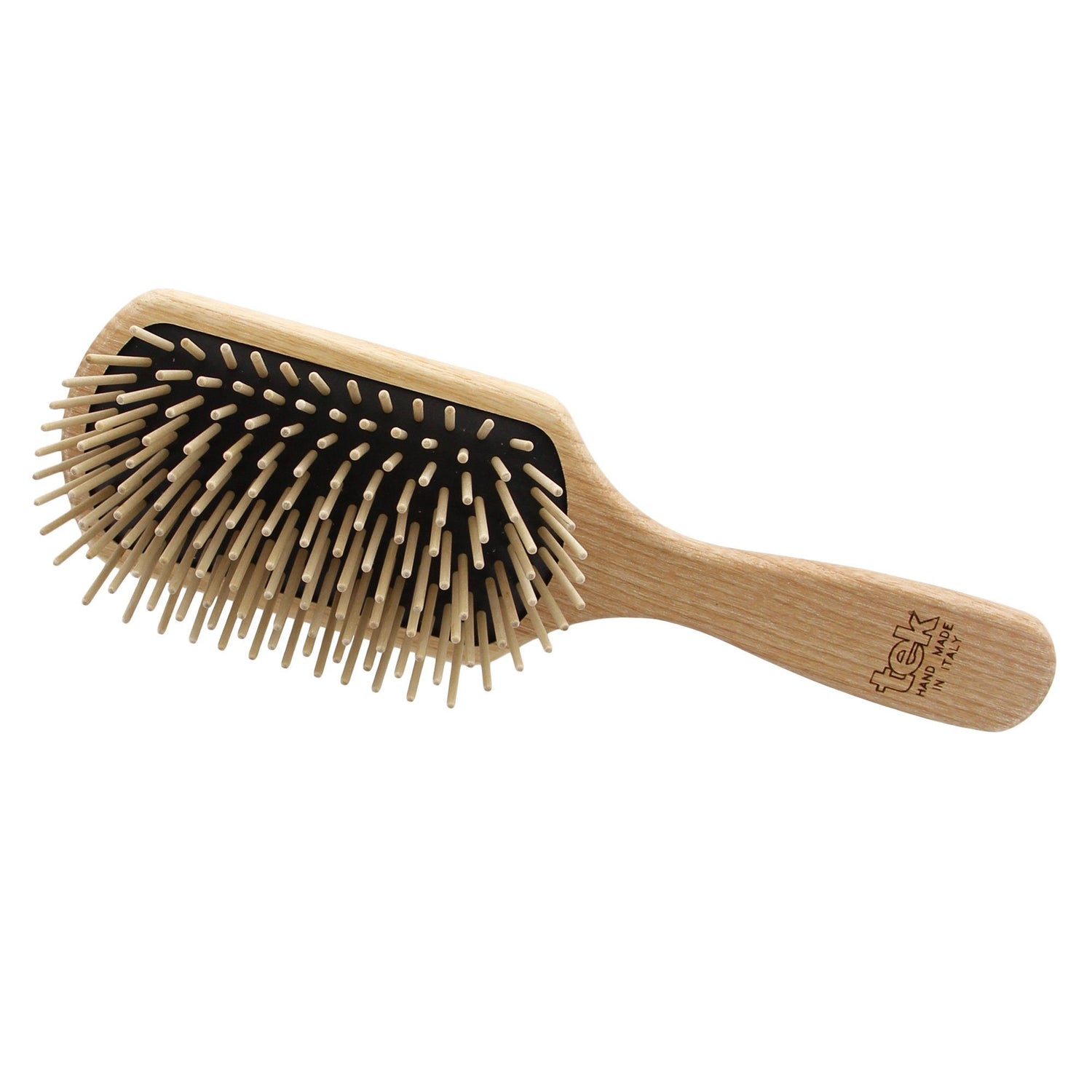 TEK Rectangular Ash Wood Pneumatic Hair Brush with Long Wooden Bristles Hair Brush TEK Natural