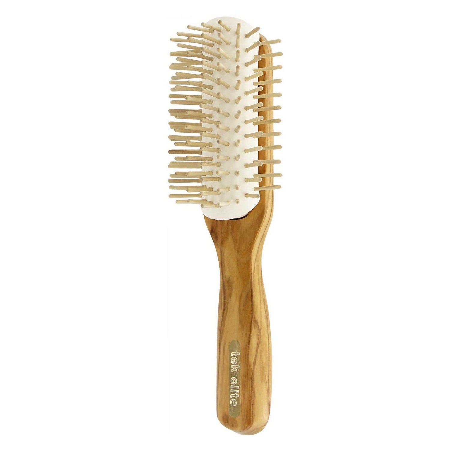 TEK Removable Head Olive Wood Hair Brush with Wooden Bristles, Elite Collection Hair Brush TEK
