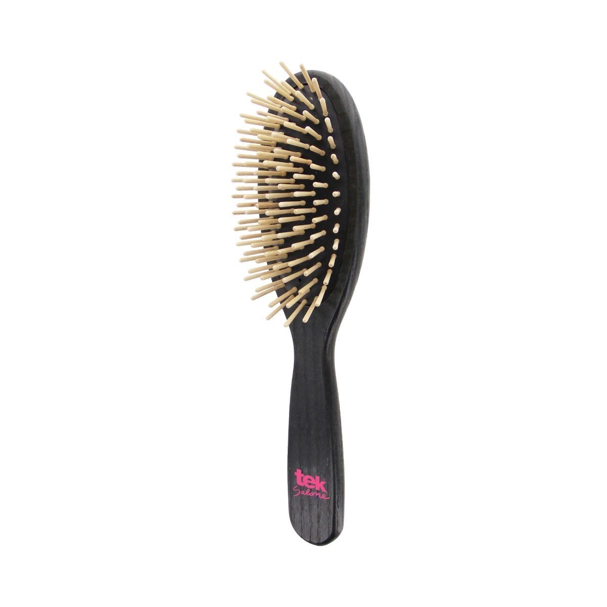 TEK Large Oval Ash Wood Pneumatic Hair Brush with Wooden Bristles Hair Brush TEK Black