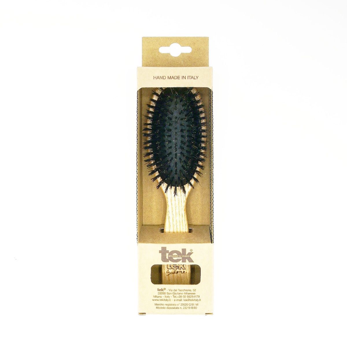 TEK Big Oval Ash Wood Hair Brush with Boar Bristles, Cushion Base Hair Brush TEK
