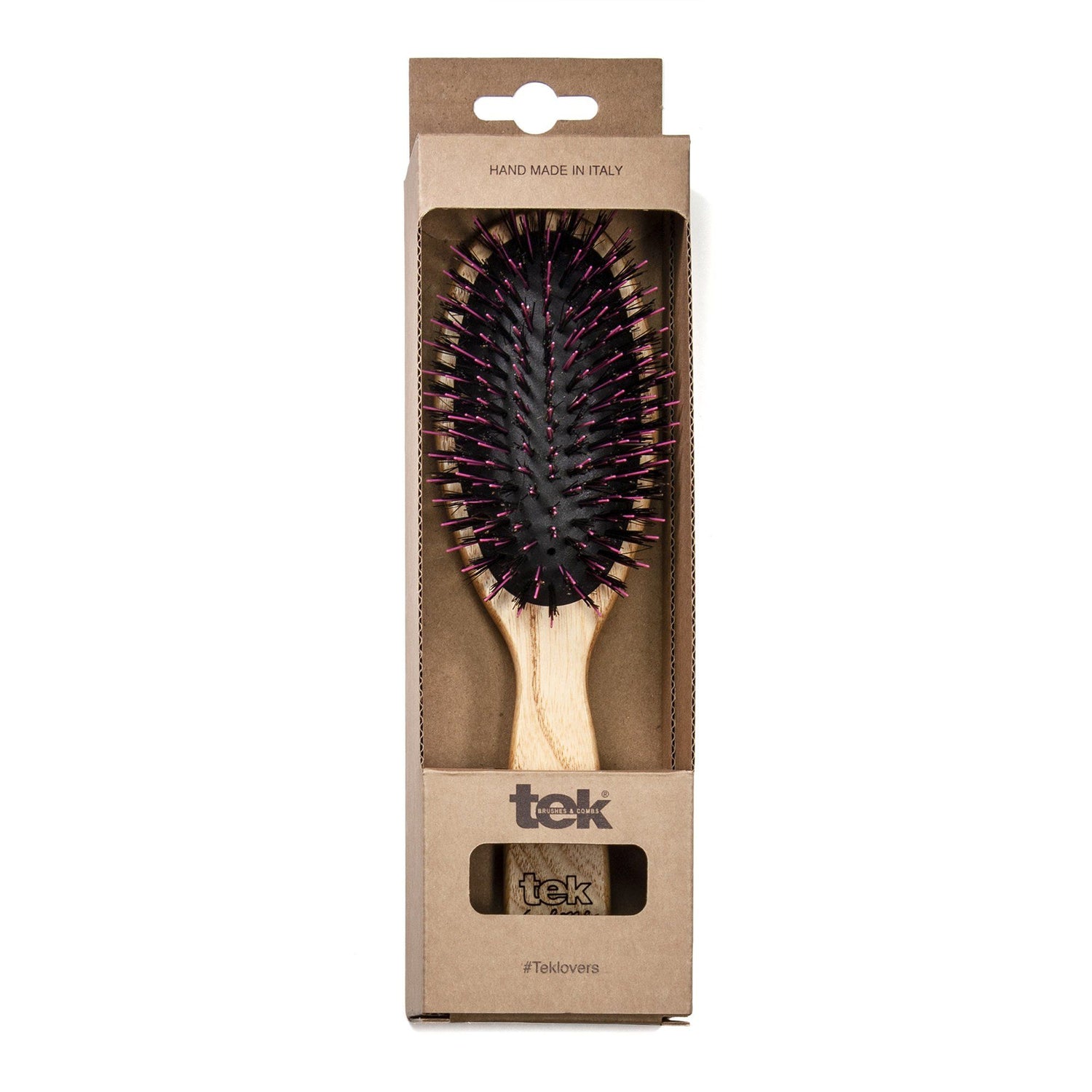TEK Big Oval Ash Wood Hair Brush with Boar Bristles and Nylon Pins Hair Brush TEK