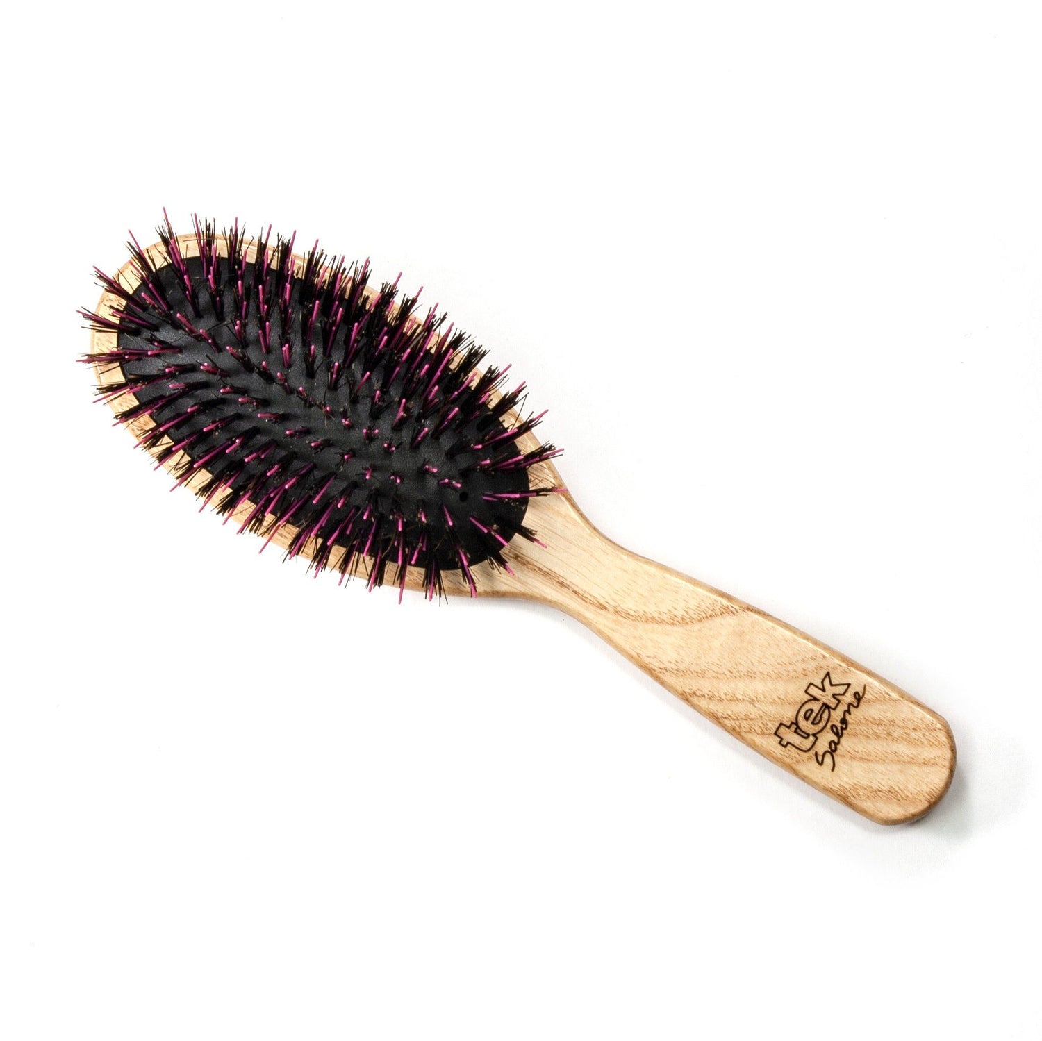 TEK Big Oval Ash Wood Hair Brush with Boar Bristles and Nylon Pins Hair Brush TEK Natural