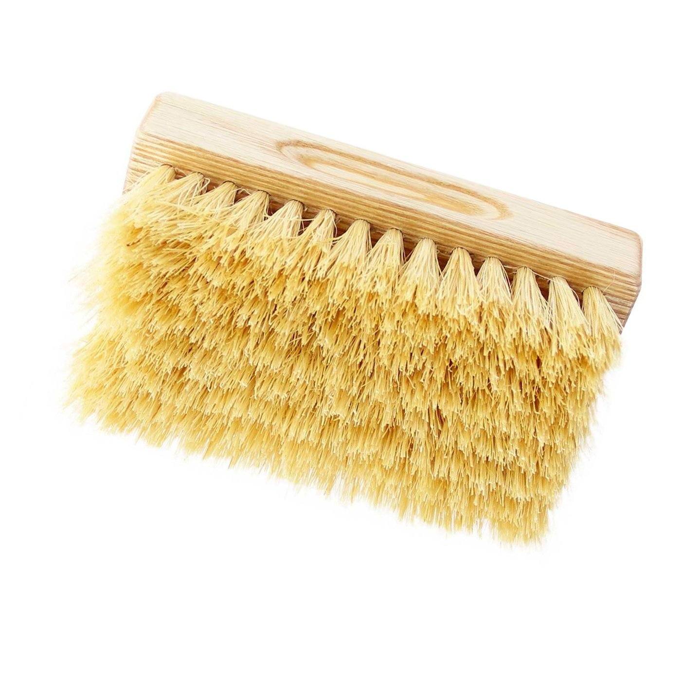 TEK Natural Ash Wood Bath Brush Without Handle, Tampico or Boar Bristles Bath Brush TEK Pure Tampico Fiber (Hard)