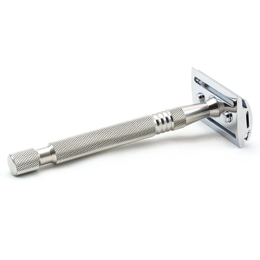 Timor 1325 Closed Comb Safety Razor with Solid Stainless Steel Long Handle Double Edge Safety Razor Timor