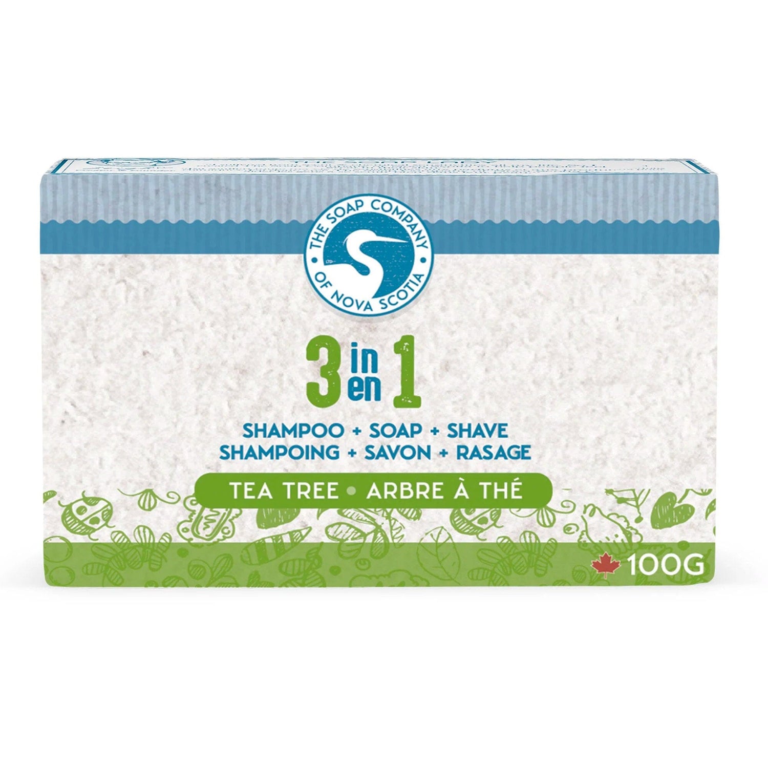The Soap Company of Nova Scotia 3 in 1 Shampoo, Shave and Soap Bar Body Soap The Soap Company of Nova Scotia Tea Tree Full Bar