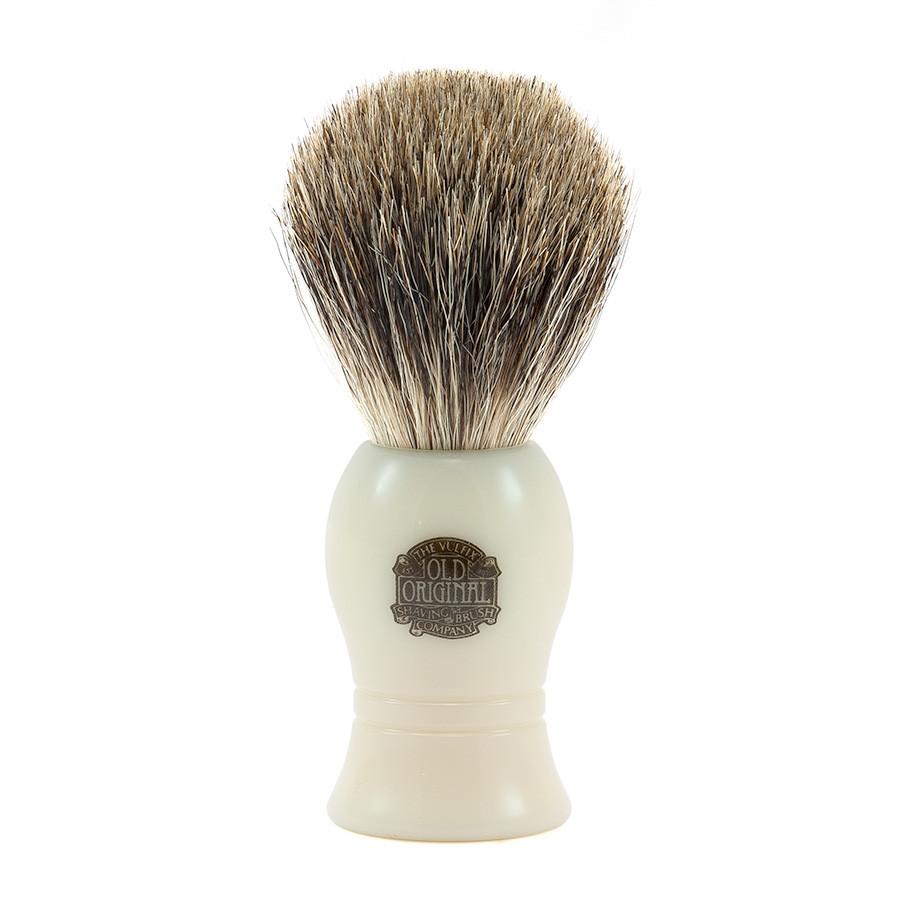 Vulfix Pure Grey Badger Shaving Brush, Faux Ivory Handle Badger Bristles Shaving Brush Vulfix
