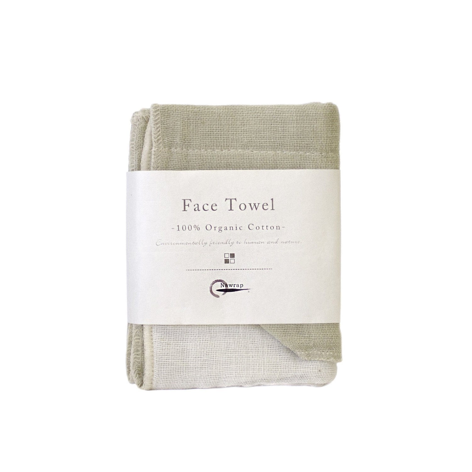 Nawrap Organic Cotton Face Towel Towel Nawrap Green & Ivory