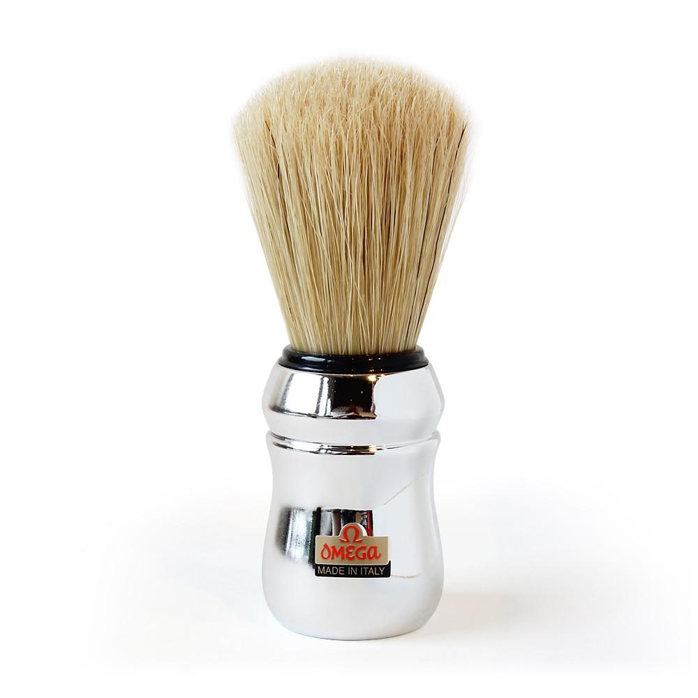 Omega 83 Professional Boar Bristle Shaving Brush, Faux Chrome Handle Boar Bristles Shaving Brush Omega