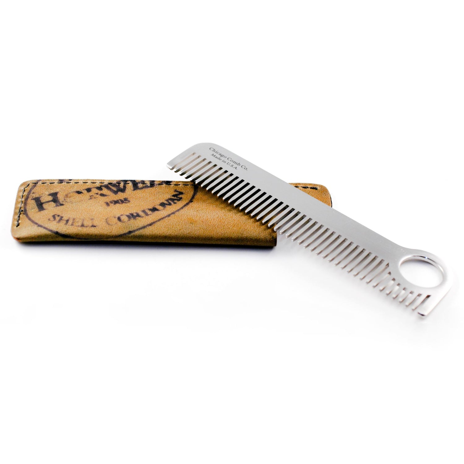 Chicago Comb Co. Sheaths in Horween Shell Cordovan Leather Comb Sheath Chicago Comb Co