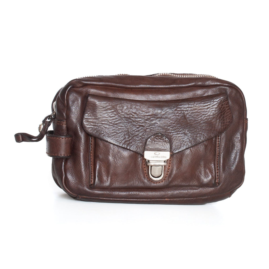 Campomaggi Leather Toiletry Bag with Front Pocket Toiletry Bag Campomaggi Dark Brown 