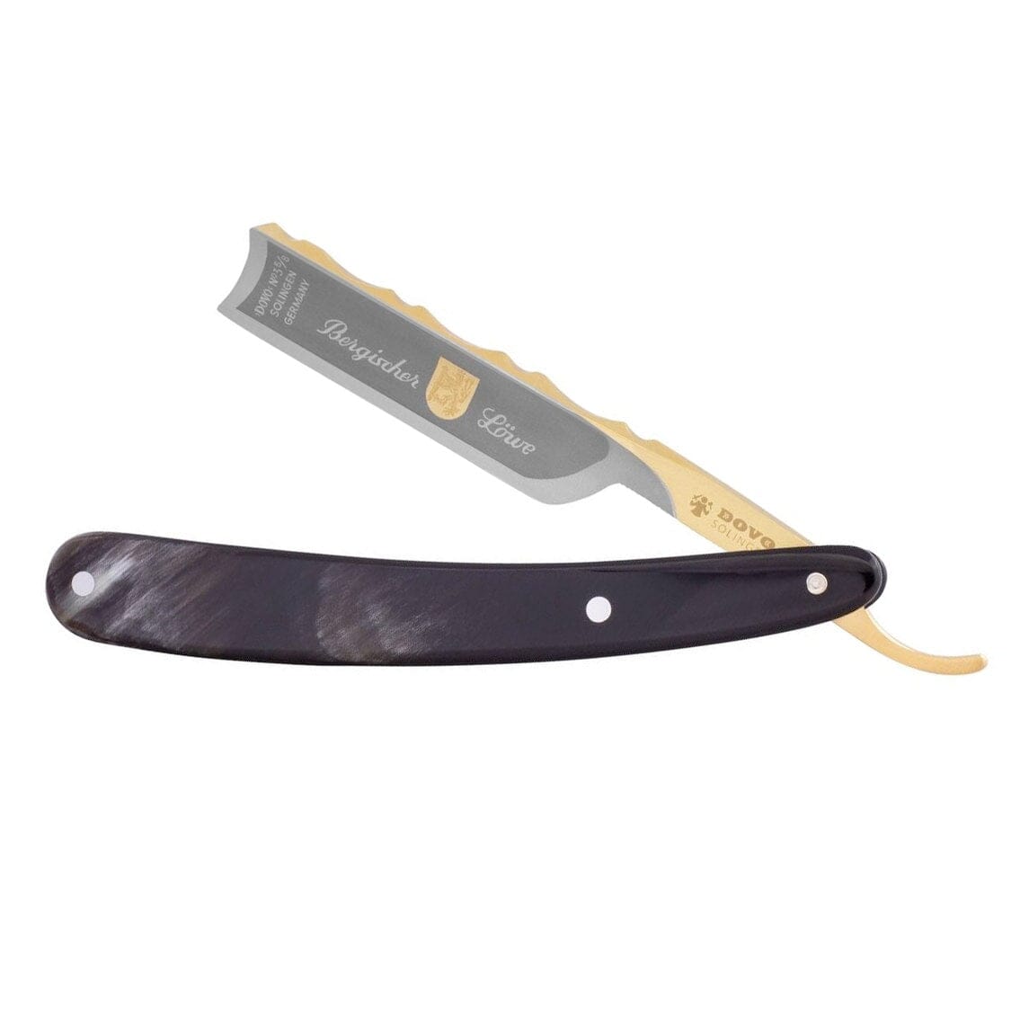 DOVO “Bergischer Löwe” Spanish Point Straight Razor 5/8”, Horn Scales ...