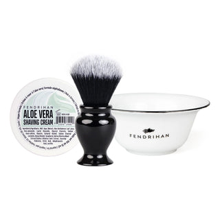 Fendrihan Shaving Cream, Porcelain Shaving Bowl and Shaving Brush Set, Save $15 Shaving Set Fendrihan Aloe Vera Black 