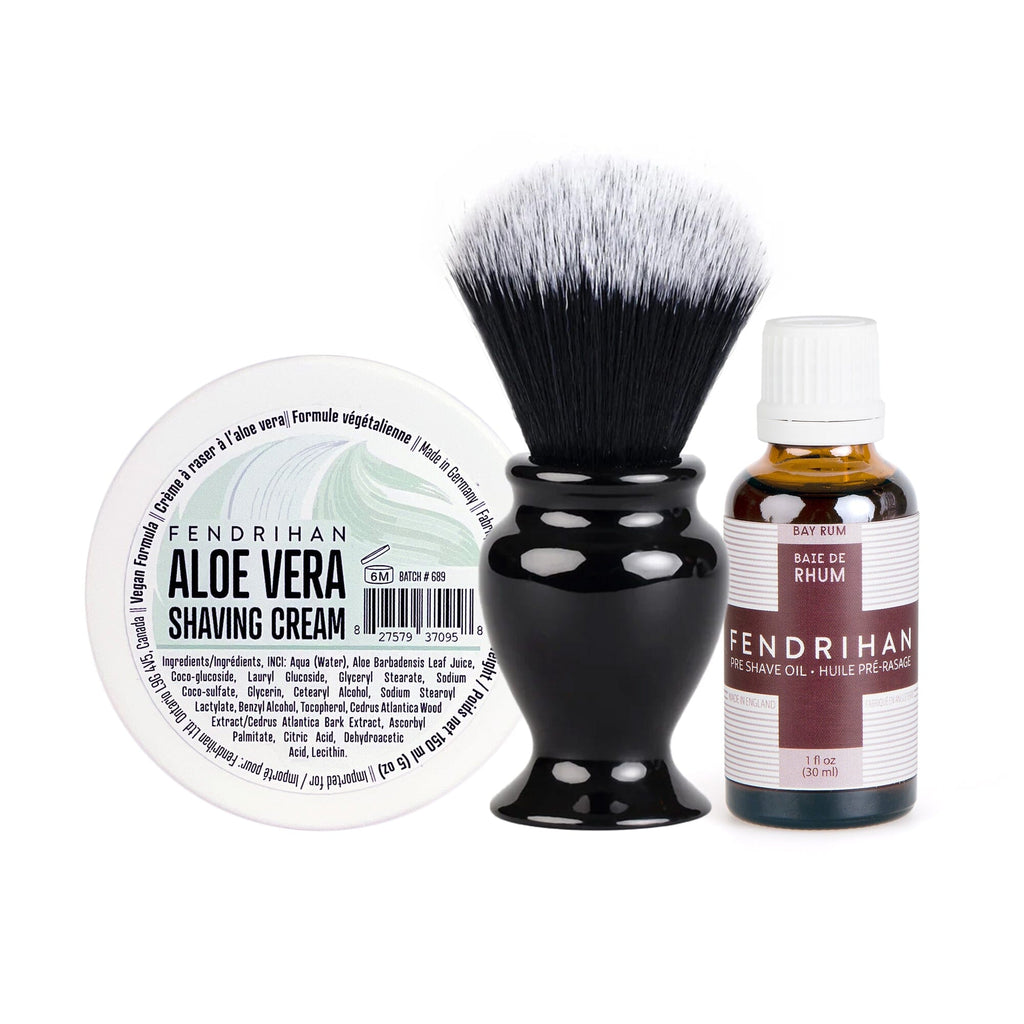 Fendrihan Pre-Shave Oil, Shaving Cream and Shaving Brush Set, Save $15 Shaving Kit Fendrihan Aloe Vera Bay Rum 